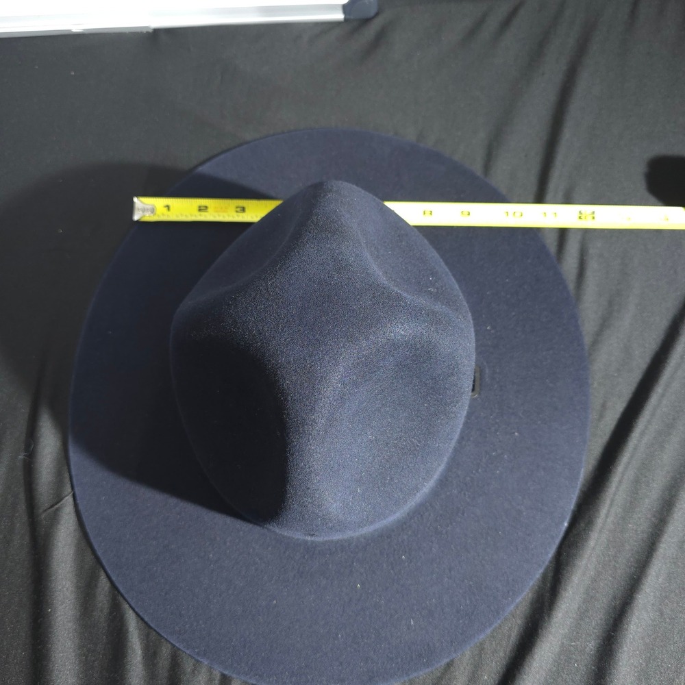 Beaver Quality XXXX Straw Oval Officer Troper Hat Navy Wool 6 1/2 Fedora Brimmed - Picture 5 of 12